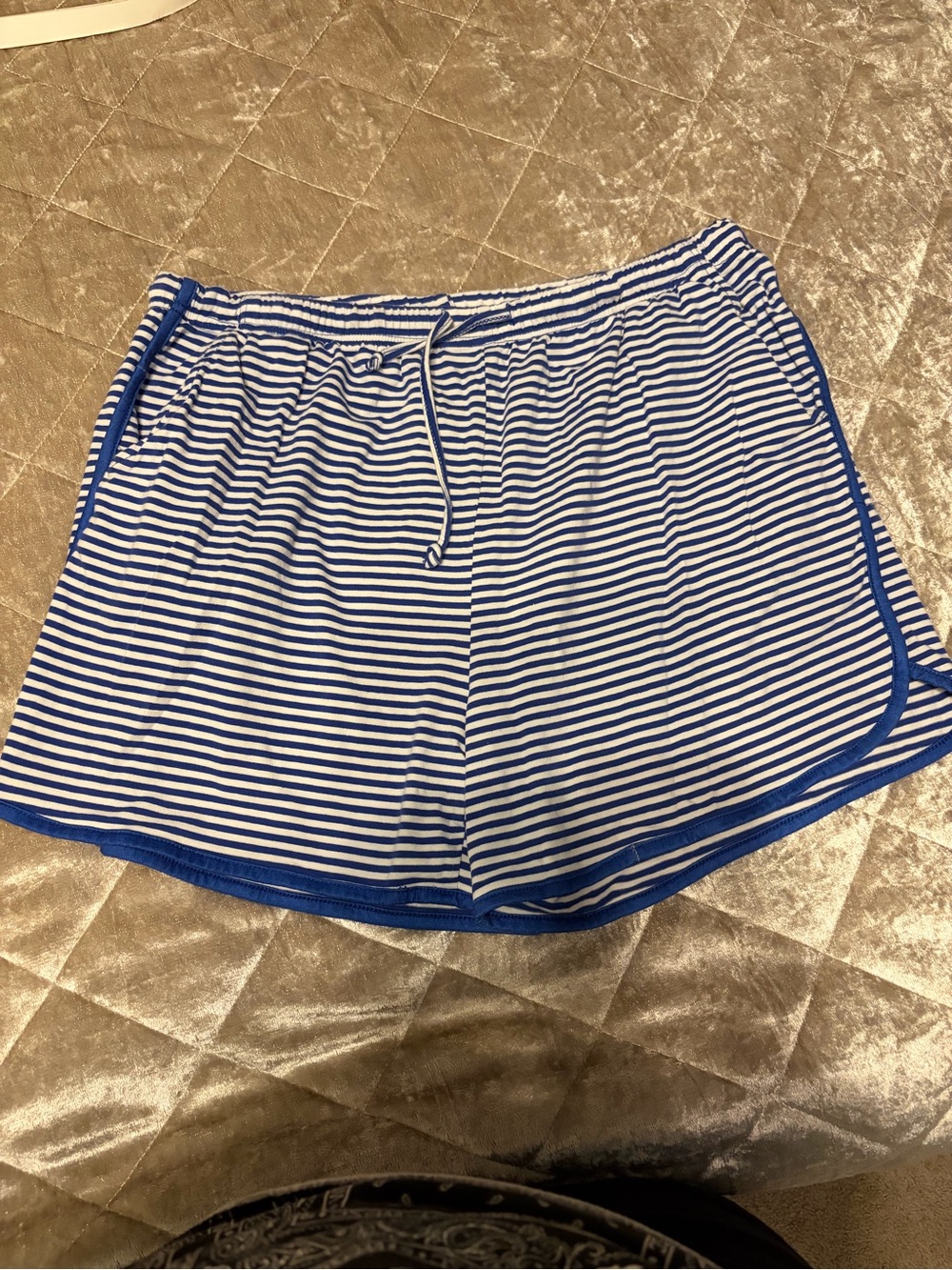 Source Unknown Blue and White Striped Athletic Shorts